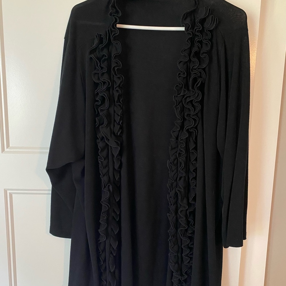 Black Ruffle open front cardigan 3X
